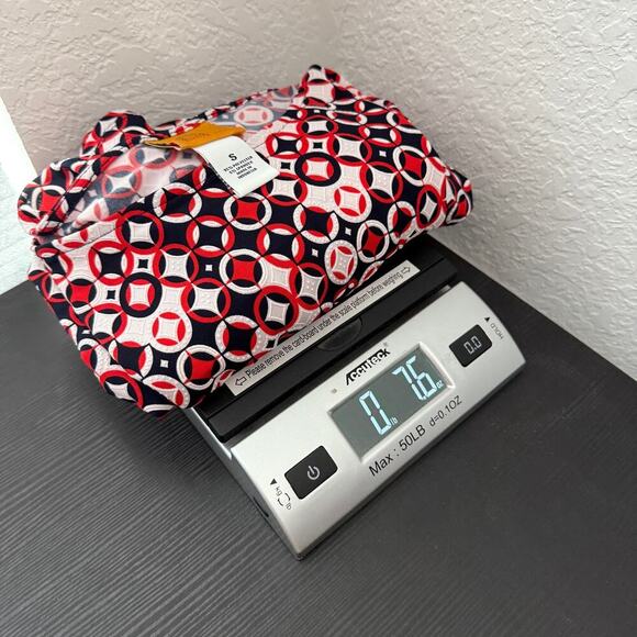 Ruby Rd. Red & Black Retro Geometric Bell Sleeve Blouse Women's Size Small - Picture 7 of 7